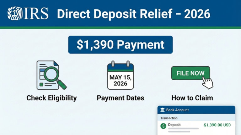 $1,390 IRS Direct Deposit Relief in 2026 – Check Eligibility, Payment Dates & How to Claim