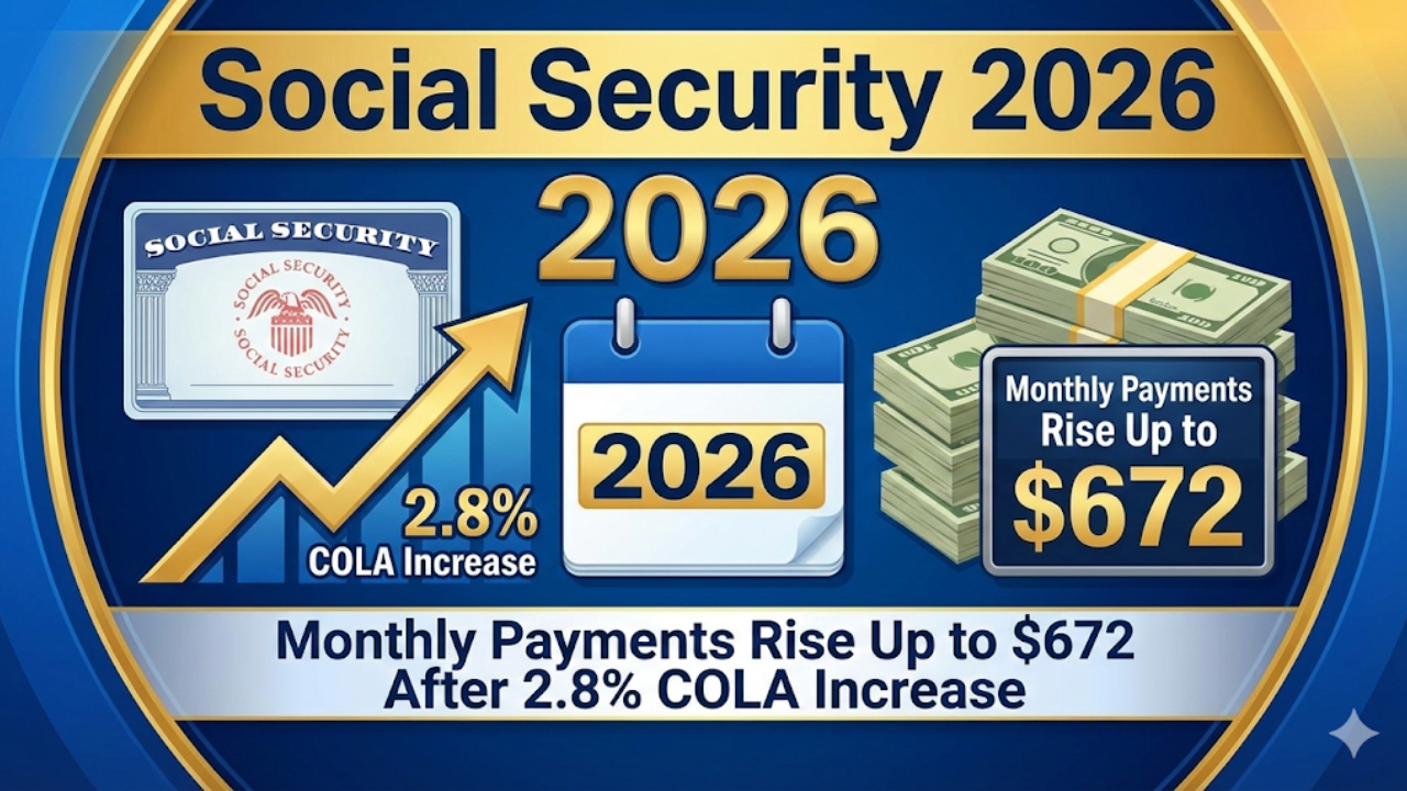 Social Security 2026: Monthly Payments Rise Up to $672 After 2.8% COLA Increase